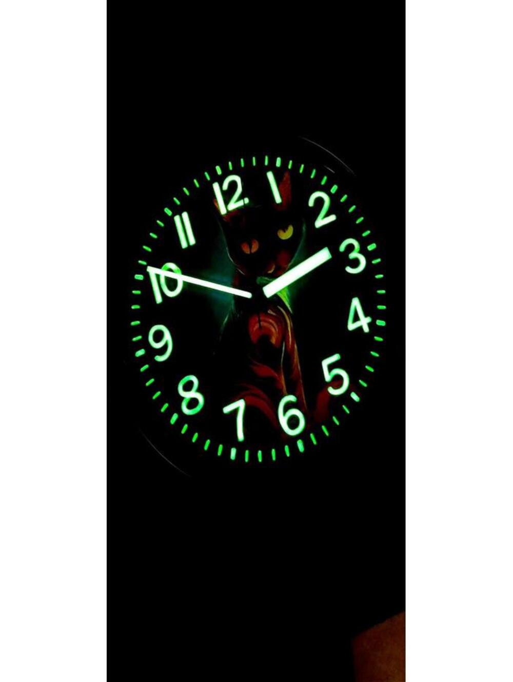 Glow In The Dark Wall Clock Music Studio Lounge Cat Wall Clock New!